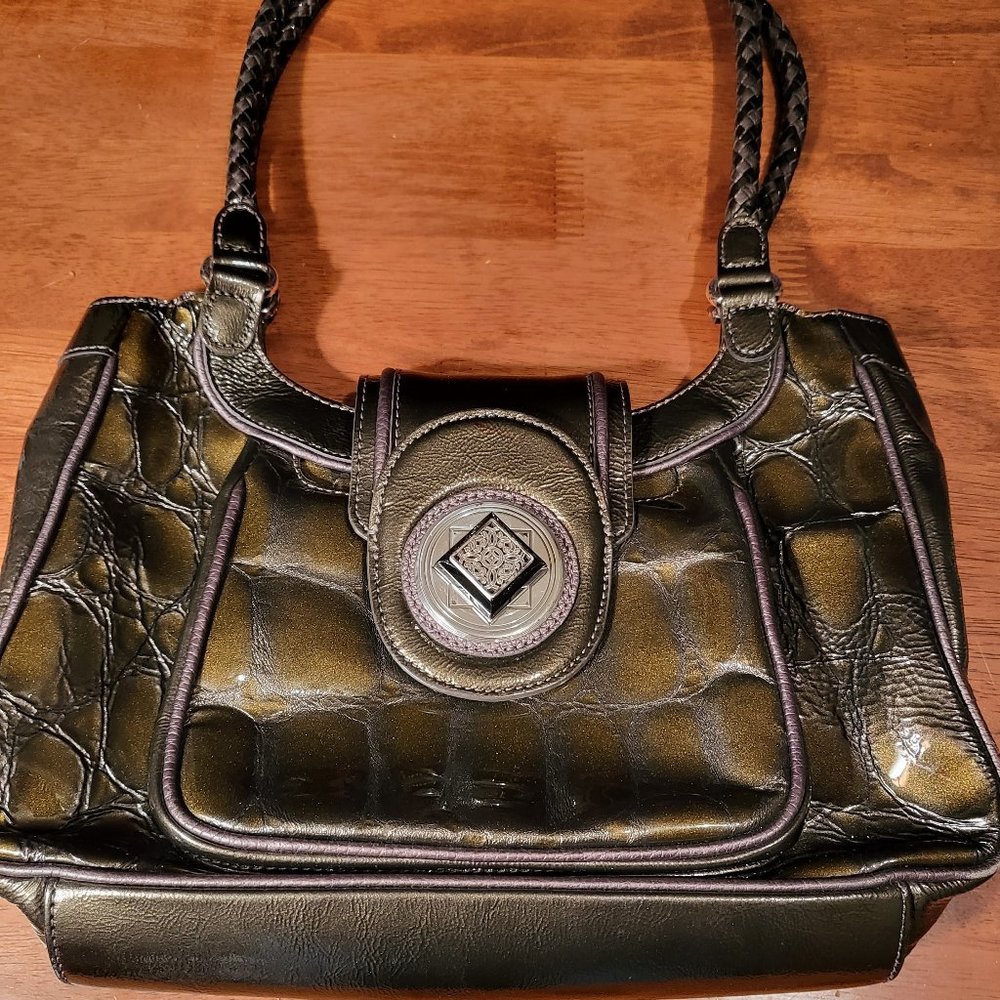 Brighten Patent Leather  Croc Shoulder Bag